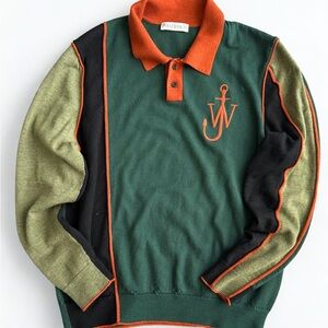 JW ANDERSON Green and Orange Polo Shirt